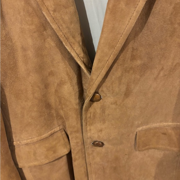 Terry lambskin suede leather tan brown blazer jacket M - Picture 6 of 12